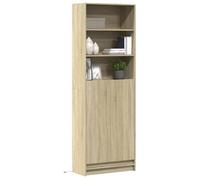 ""SALE 2025""Armoire haute vitrine - Bibliothèque Buffet haut - LED - Chêne sonoma - 69x32,5x200 cm - Bois d’ingénierie,43,4 Kg 6838