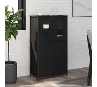 ""SALE 2025""Armoire haute vitrine - Bibliothèque Buffet haut - noir 62x32x106,5 cm - bois d'ingénierie,28,3 Kg 8357