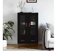 ""SALE 2025""Armoire haute vitrine - Bibliothèque Buffet haut - noir 69,5x31x115 cm - bois d'ingénierie,30 Kg 9281