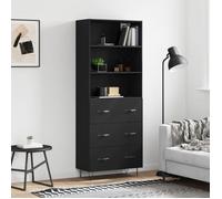 ""SALE 2025""Armoire haute vitrine - Bibliothèque Buffet haut - Noir 69,5x34x180 cm - bois d'ingénierie,47,17 Kg 5359