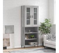 ""SALE 2025""Armoire haute vitrine - Bibliothèque Buffet haut - Sonoma gris - 69,5x34x180 cm - bois d'ingénierie,45,46 Kg 4695