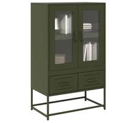 ""SALE 2025""Armoire haute vitrine - Bibliothèque Buffet haut - vert olive 68x39 x111,5 cm acier,31,09 Kg 2183