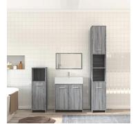 ""SALE 2025""Armoire placard de salle de bain - Ensemble de meubles de salle de bain 4 pcs - compartiments & portes - Sonoma gris