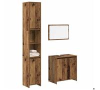 ""SALE 2025""Armoire placard de salle de bain - Ensemble de meubles salle de bain 3 pcs - compartiments & portes - bois