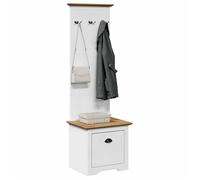 ""SALE 2025""Banc d'entrée multifonctionnel - Armoire de couloir avec crochets BODO blanc marron 50x40x157 cm,16 Kg 3808