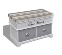 ""SALE 2025""Banc du couloir - Banc d'entrée et de rangement - avec coussin gris 2 tiroirs Blanc,9,9 Kg 9138