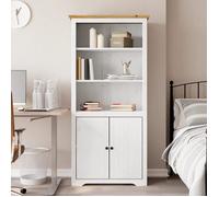 ""SALE 2025""Bibliothèque Moderne - Colonne Étagère BODO blanc and marron 82x40x173 cm bois massif pin,32 Kg 5583