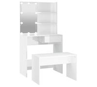 ""SALE 2025""Bureau Coiffeuse de Chambre/ Ensemble de coiffeuse avec LED - MOOD - blanc brillant - Bois d'ingénierie Chill4714912