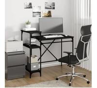 ""SALE 2025""Bureau informatique multimédia - Bureau avec étagères - multi-rangements - noir 105x50x90 cm - bois d'ingénierie et