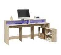 ""SALE 2025""Bureau informatique multimédia - Bureau avec lumières LED - multi-rangements - Chêne sonoma - bois d'ingénierie,60 Kg
