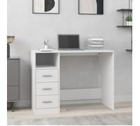 ""SALE 2025""Bureau informatique multimédia - Bureau avec tiroirs Blanc 102x50x76 cm - bois d'ingénierie,29,56 Kg 7203