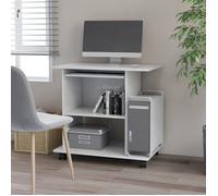 ""SALE 2025""Bureau informatique multimédia - Bureau d'ordinateur Blanc 80x50x75 cm - bois d'ingénierie 25 55 Kg 7043