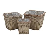 ""SALE 2025""Cache de fleurs VIDAXL - Lits surélevés - Lot de 3 - Osier avec doublure en PE chill778612