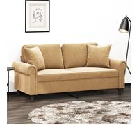 ""SALE 2025""Canapé fixe - Canapé 2 places avec oreillers décoratifs brun 140 cm velours - 172x77x80 cm,25,4 Kg 8387