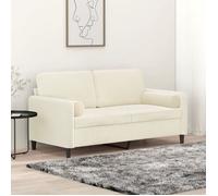 ""SALE 2025""Canapé fixe - Canapé 2 places avec oreillers décoratifs crème 140 cm velours - 158x77x80 cm,23,7 Kg 5790