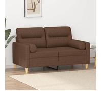 ""SALE 2025""Canapé fixe - Canapé 2 places avec oreillers décoratifs marron 120 cm tissu - 138x77x80 cm,22,25 Kg 7214