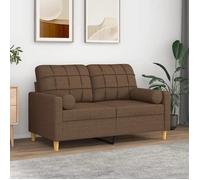 ""SALE 2025""Canapé fixe - Canapé 2 places avec oreillers décoratifs marron 120 cm tissu - 138x77x80 cm,22,3 Kg 7947