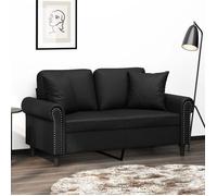 ""SALE 2025""Canapé fixe - Canapé 2 places avec oreillers décoratifs noir 120cm similicuir - 152x77x80 cm,26,05 Kg 8438