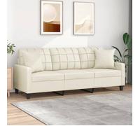 ""SALE 2025""Canapé fixe - Canapé 3 places avec oreillers crème 180 cm similicuir - 198x77x80 cm,31,65 Kg 4087