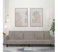 ""SALE 2025""Canapé-lit à 2 places avec deux oreillers - convertible - gris clair - Velours - 220x84,5x69 cm,28,55 Kg 8499