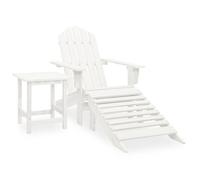 ""SALE 2025""Chaise de jardin Adirondack avec pouf et table Sapin Blanc - Meuble de Jardin - 69,5 x 147,5 x 89,5 cm,12,5 Kg 5860