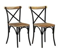 ""SALE 2025""Chaises à dossier croisé - lot de 2 - Chaises de Salon - noir bois de manguier solide - 51x52x84 cm,16,9 Kg 8845