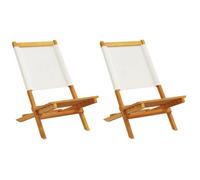 ""SALE 2025""Chaises de jardin - lot de 2 - Fauteuils de Jardin - blanc crème bois acacia massif tissu - 41x72x68 cm,8 Kg 5110