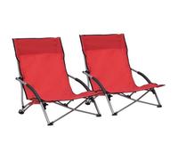 ""SALE 2025""Chaises de plage pliables - lot de 2 - Fauteuils de Jardin Rouge Tissu - 55,5x65,5x66 cm,4,89 Kg 9190