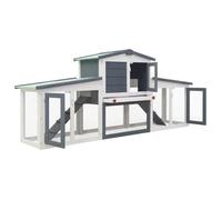 ""SALE 2025""Clapier à lapin MOOD - Clapier large d'extérieur - Gris et blanc 204x45x85 cm Bois Chill299033