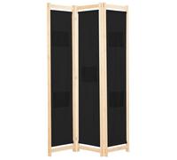 ""SALE 2025""Cloison de séparation 3 panneaux - Paravent intérieur - Noir 120x170x4 cm Tissu,4,5 Kg 4686