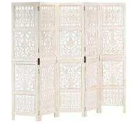 ""SALE 2025""Cloison de séparation 5 panneaux - Paravent intérieur - Blanc 200x165 cm Bois manguier,24,48 Kg 9793