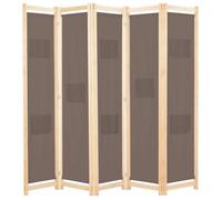 ""SALE 2025""Cloison de séparation 5 panneaux - Paravent intérieur - Marron 200 x 170 x 4 cm Tissu,7,5 Kg 9238