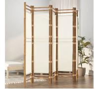 ""SALE 2025""Cloison de séparation pliante 5 panneaux - Paravent intérieur - 200 cm Bambou et toile,12,4 Kg 1821