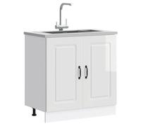 ""SALE 2025""Commode bahut cuisine - Meuble bas pour évier - Kalmar - Blanc brillant - 80x46x81,5 cm,22 Kg 4040