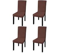 ""SALE 2025""Couverture de Chaise VIDAXL - Housse de chaise droite extensible - Lot de 4 - marron chill273052