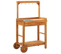 ""SALE 2025""Desserte de cuisine à roulettes - Chariot de cuisine de jardin Bois d'acacia 92x43,5x141,5 cm,15,5 Kg 9496