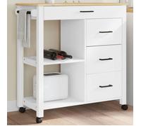 ""SALE 2025""Desserte de cuisine à roulettes - Chariot de cuisine MONZA 84x40x90 cm - Bois massif de pin,23,6 Kg 3773