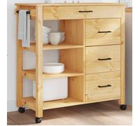 ""SALE 2025""Desserte de cuisine à roulettes - Chariot de cuisine MONZA 84x40x90 cm - Bois massif de pin,25 Kg 8327