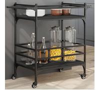 ""SALE 2025""Desserte de cuisine à roulettes - Chariot de cuisine noir 82x40x78,5 cm - bois d'ingénierie,11,76 Kg 9084