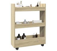 ""SALE 2025""Desserte de cuisine à roulettes - Chariot de rangement étroit 3 niveaux - Chêne sonoma -,12,05 Kg 5361