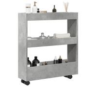 ""SALE 2025""Desserte de cuisine à roulettes - Chariot de rangement étroit 3 niveaux - Gris béton -,10,05 Kg 4335