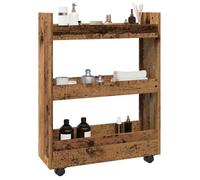 ""SALE 2025""Desserte de cuisine à roulettes - Chariot de rangement étroit 3 niveaux - vieux bois -,11,6 Kg 6335