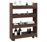 ""SALE 2025""Desserte de cuisine à roulettes - Chariot de rangement étroit 4 niveaux - Chêne marron -,12,2 Kg 2343
