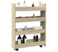 ""SALE 2025""Desserte de cuisine à roulettes - Chariot de rangement étroit 4 niveaux - Chêne sonoma -,12,35 Kg 7568