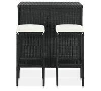 ""SALE 2025""Ensemble de bar 3 pcs - 1 x table + de bar2 x tabouret de bar2 x coussin de siège - Résine tressée Noir pour Cuisine,