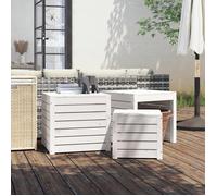 ""SALE 2025""Ensemble de boîtes de jardin - Coffre de rangement extérieur 3 pcs blanc - Bois de pin massif,25,99 Kg 1848