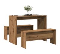 ""SALE 2025""Ensemble table à manger et bancs 3 pcs - Table et 2 Chaises de Repas - bois d'ingénierie,27,35 Kg 7477