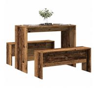 ""SALE 2025""Ensemble table à manger et bancs 3 pcs - Table et 2 Chaises de Repas - bois d'ingénierie,27,35 Kg 5897