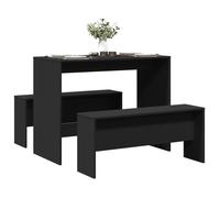 ""SALE 2025""Ensemble table à manger et bancs 3 pcs - Table et 2 Chaises de Repas - noir - bois d'ingénierie,28,35 Kg 6517