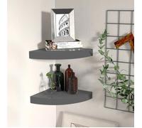""SALE 2025""Étagères d'angle flottantes - Lot de 2 - gris brillant - 25x25x3,8cm MDF,1,8 Kg 3829